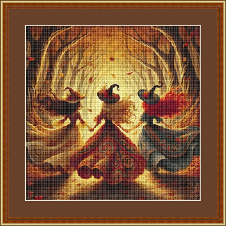 Witchy Walk (Small) counted cross stitch pattern by Mystic Vision Gallery