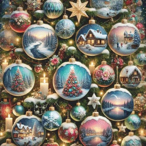 Ornaments on the Tree counted cross stitch pattern by Eder Jose Rosa