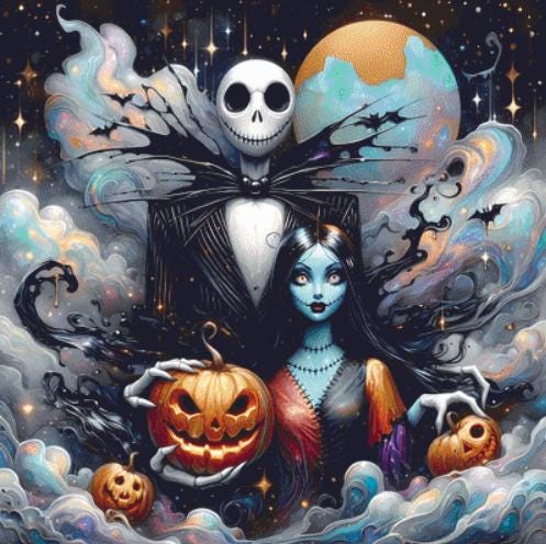 Jack and Sally counted cross stitch pattern by Clarissa Design Studio