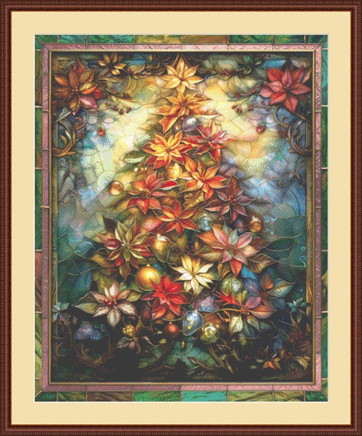 Stained Glass Christmas Tree counted cross stitch pattern Ivy Cottage Home