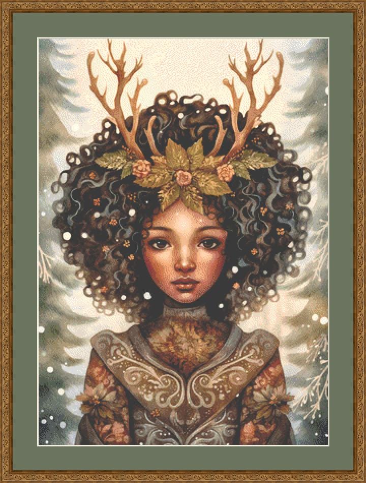 Yule Goddess No. 6 counted cross stitch pattern by Dutch Lady Mystic Art
