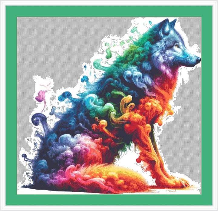 Smoke Wolf counted cross stitch pattern by Amethyst Garnet House