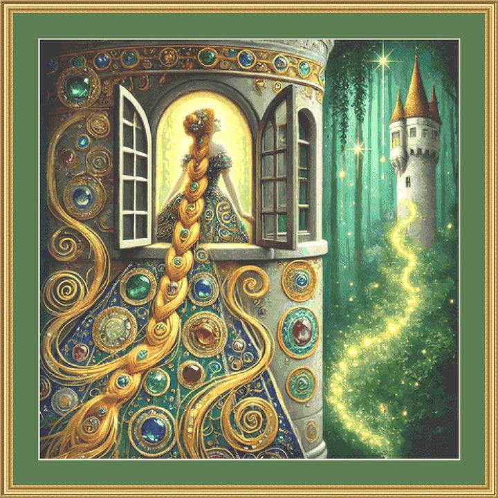 Rapunzel counted cross stitch pattern by Mystic Vision Gallery