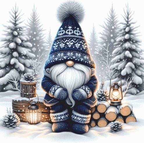Cozy Winter Gnome counted cross stitch pattern by AdneLStudio