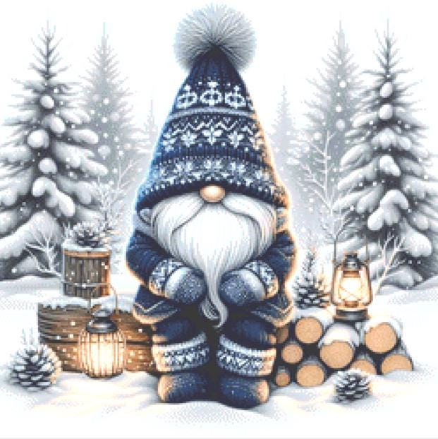 Cozy Winter Gnome (Small) counted cross stitch pattern by AdneLStudio