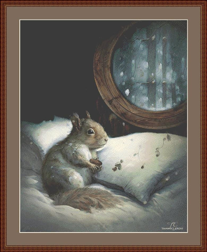 Squirrel by Window counted cross stitch pattern by Tammy L. Gross