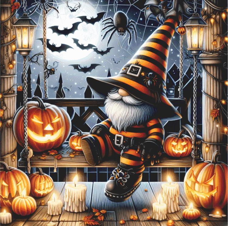 Halloween Gnome (Max Size/Color) counted cross stitch pattern by AdneLStudio
