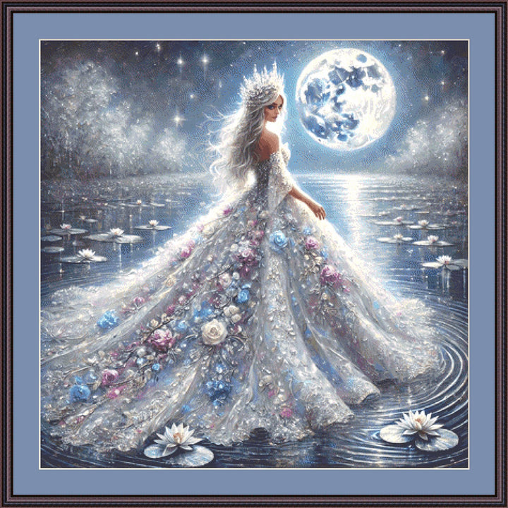 Queen of the Moonlit Lake counted cross stitch pattern by Mystic Vision Gallery