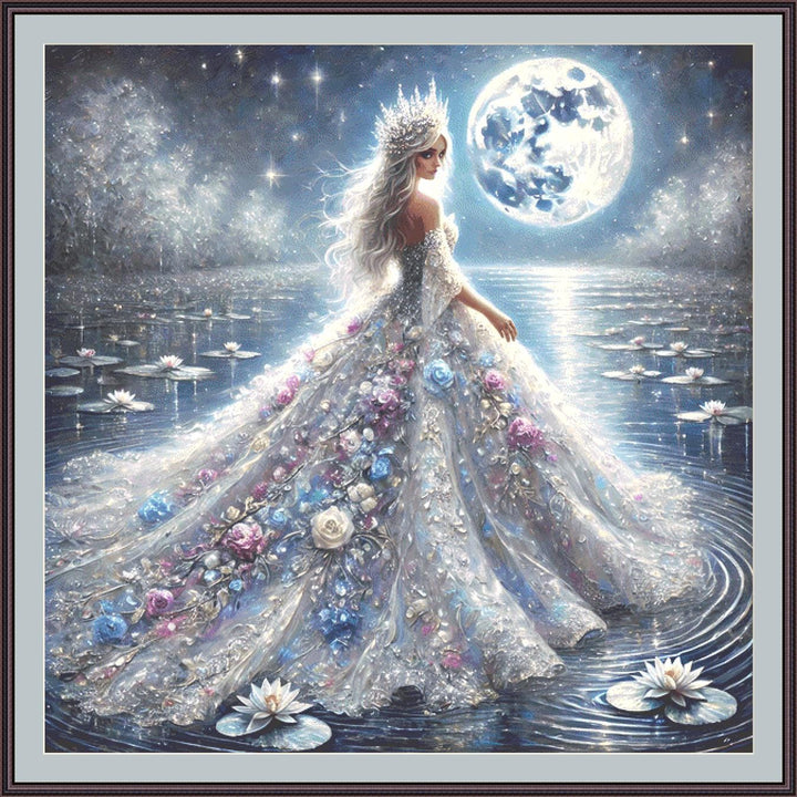 Queen of the Moonlit Lake (Max Size/Color) counted cross stitch pattern by Mystic Vision Gallery