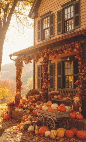 Autumn Harvest House counted cross stitch pattern by itschristmasplanet