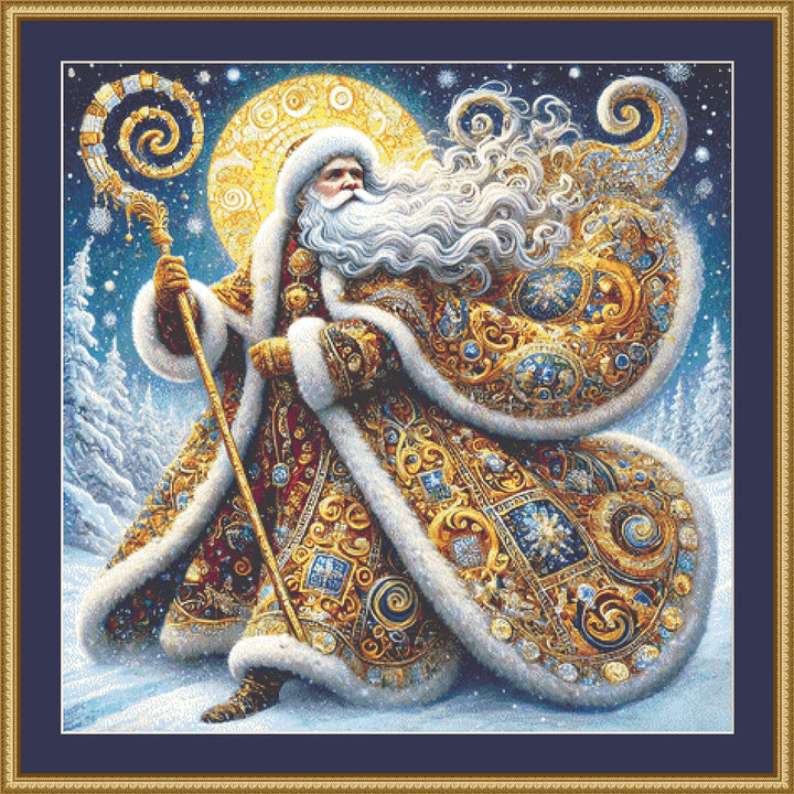 Gilded Father Christmas counted cross stitch pattern by Mystic Vision Gallery