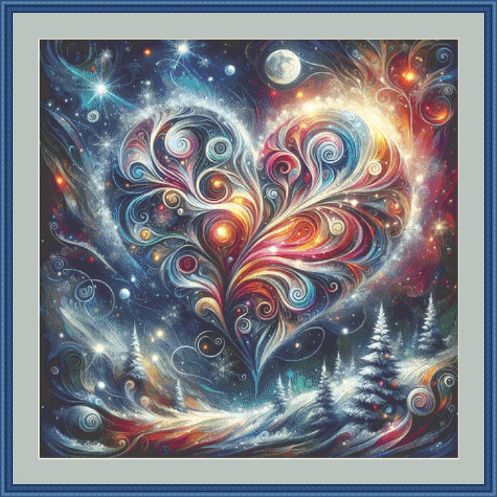 Blizzard of Colors Winters Embrace counted cross stitch pattern by World of Love Hearts/Adrian G. Eyre