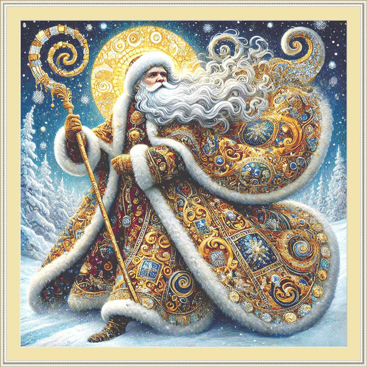 Gilded Father Christmas (Max Size/Color) counted cross stitch pattern by Mystic Vision Gallery