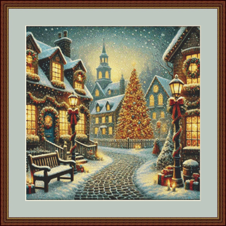 Nostalgic Christmas Town (Small) counted cross stitch pattern by Mystic Vision Gallery
