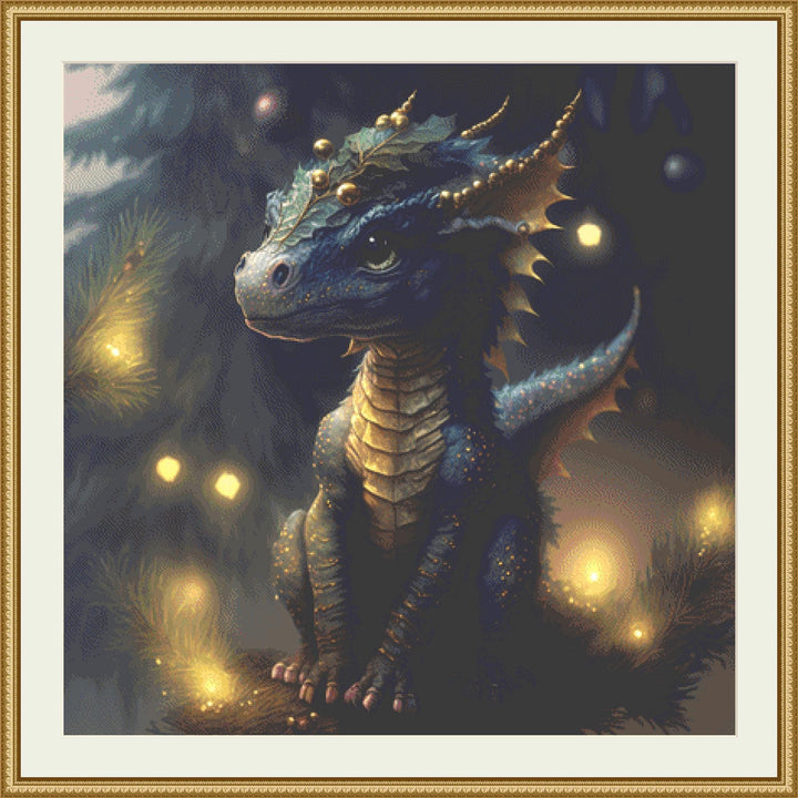 Cute Christmasy Dragon counted cross stitch pattern by Serr.Kai A Quill & Ink