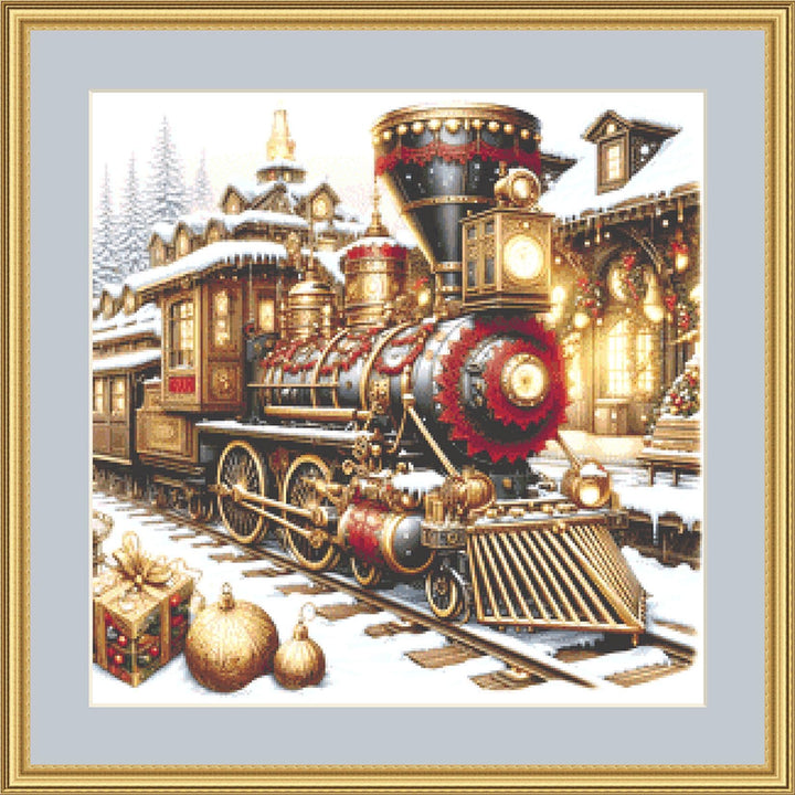 Steampunk Christmas Train (Small) counted cross stitch pattern by AdneLStudio