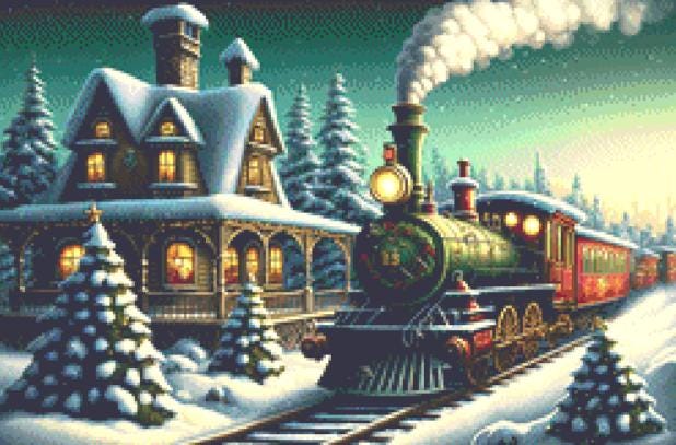 Christmas Train (Small) counted cross stitch pattern ©Adobe Ext. License