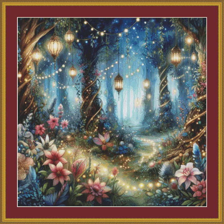 Magical Forest Lights counted cross stitch pattern by Fantasy Digitals