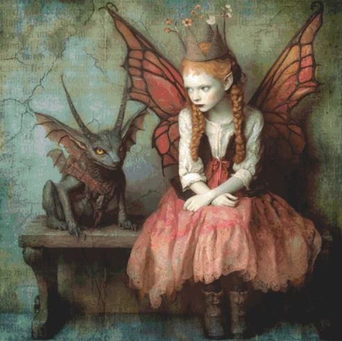Ginger and the Gargoyle counted cross stitch pattern by Alisa Smith Williams