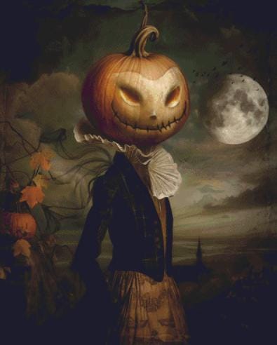 Gentleman Jack-O-Lantern counted cross stitch pattern by Alisa Smith Williams (Digital Format)