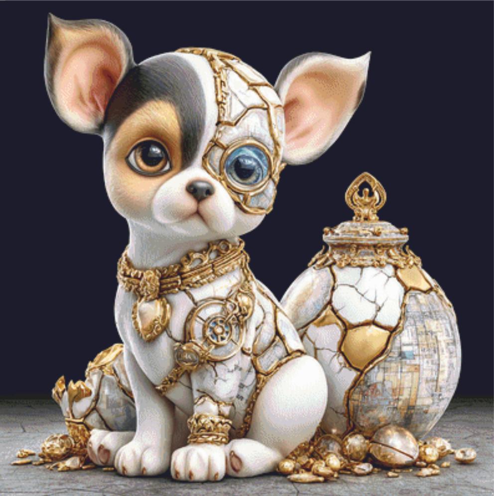 Kintsugi Dog 2 counted cross stitch pattern by Bryna T. Art & Design (Digital Format)