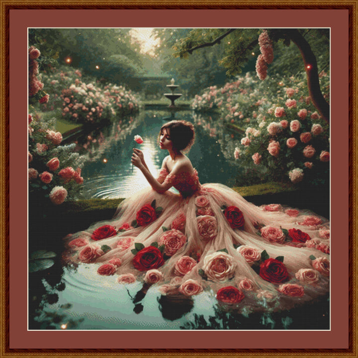 Refelctions of Roses counted cross stitch pattern by Mystic Vision Gallery (Digital Format)