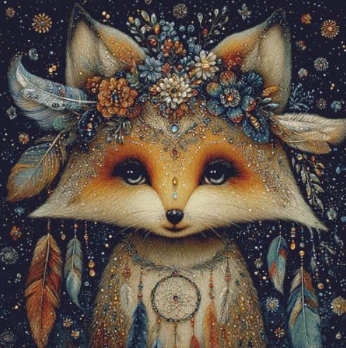 Fox and Feathers counted cross stitch pattern by Bryna T. Art & Design (Digital Format)