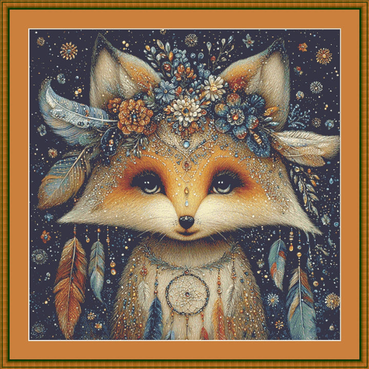 Fox and Feathers counted cross stitch pattern by Bryna T. Art & Design (Digital Format)