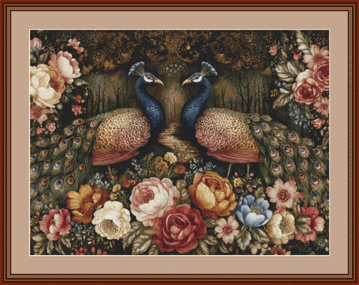 Peacocks 2 counted cross stitch pattern by Bryna T Art & Design (Digital Format)