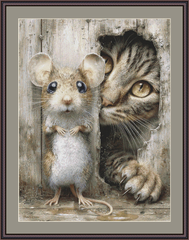 Cat and Mouse counted cross stitch pattern by Bryna T. Art & Design (Digital Format)