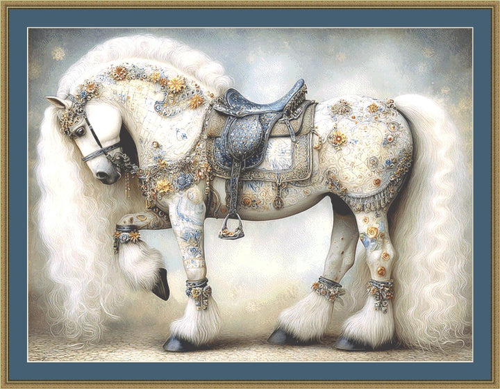 Decorated Horse 1 (Max Size/Color) counted cross stitch pattern by Bryna T Art & Design (Digital Format)