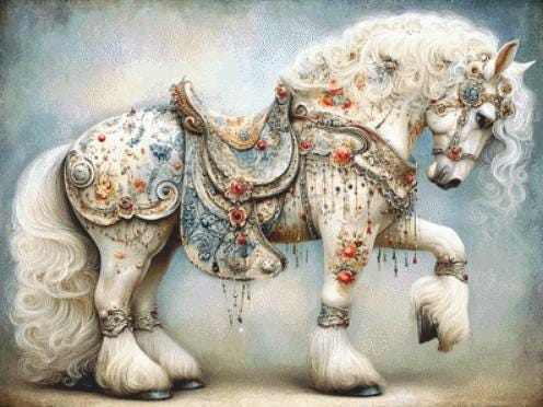 Decorated Horse 3 counted cross stitch pattern by Bryna T Art & Design (Digital Format)