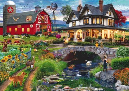 Grandpa's Farm (Max Color) counted cross stitch pattern by David Maclean, Licensed by MGL, www.mglart.com (Digital Format)