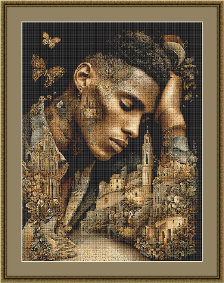 The Gold Man counted cross stitch pattern by Bryna T Art & Design (Digital Format)