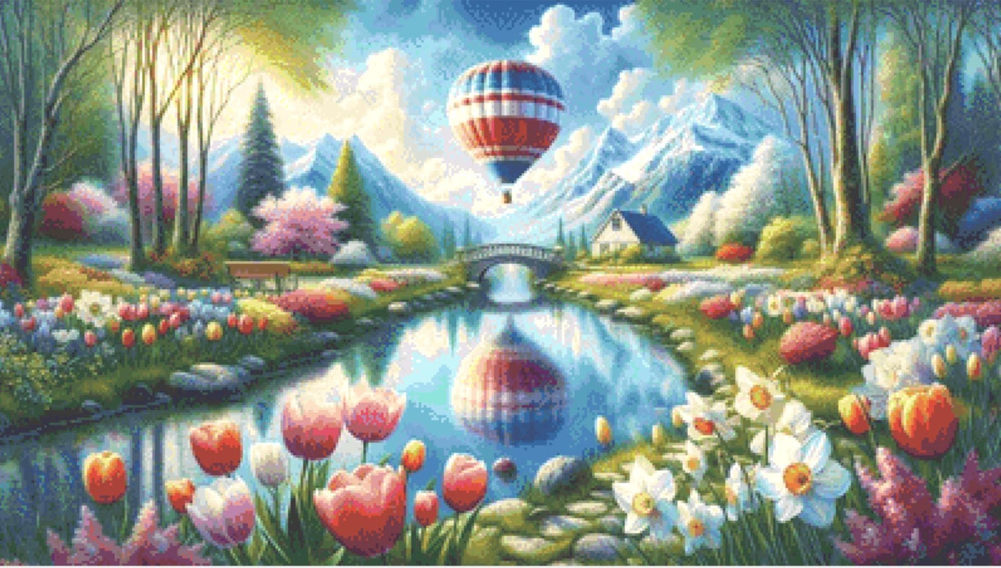 A Beautiful Balloon Ride counted cross stitch pattern by Eder Jose Rosa (Digital Format)