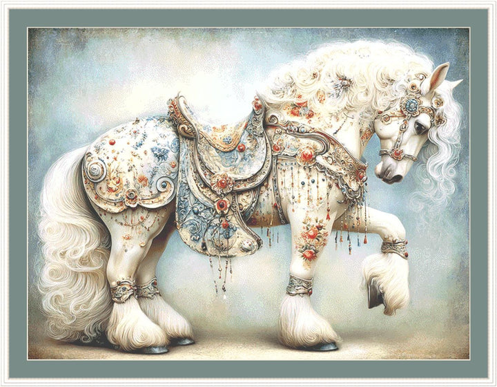 Decorated Horse 3 (Max Size/Color) counted cross stitch pattern by Bryna T Art & Design (Digital Format)