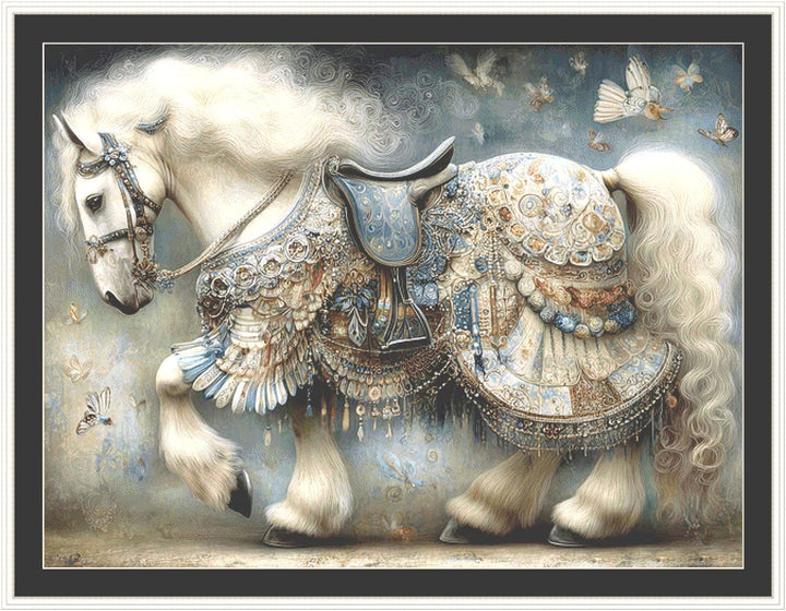 Decorated Horse 4 (Max Size/Color) counted cross stitch pattern by Bryna T Art & Design (Digital Format)
