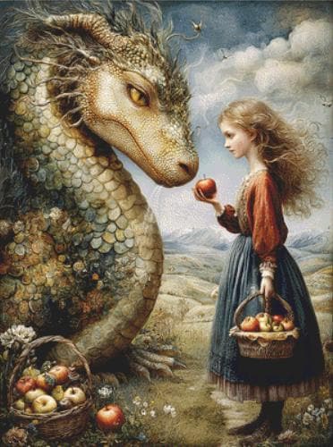 He Helps With the Harvest counted cross stitch pattern by Bryna T Art & Design (Digital Format)