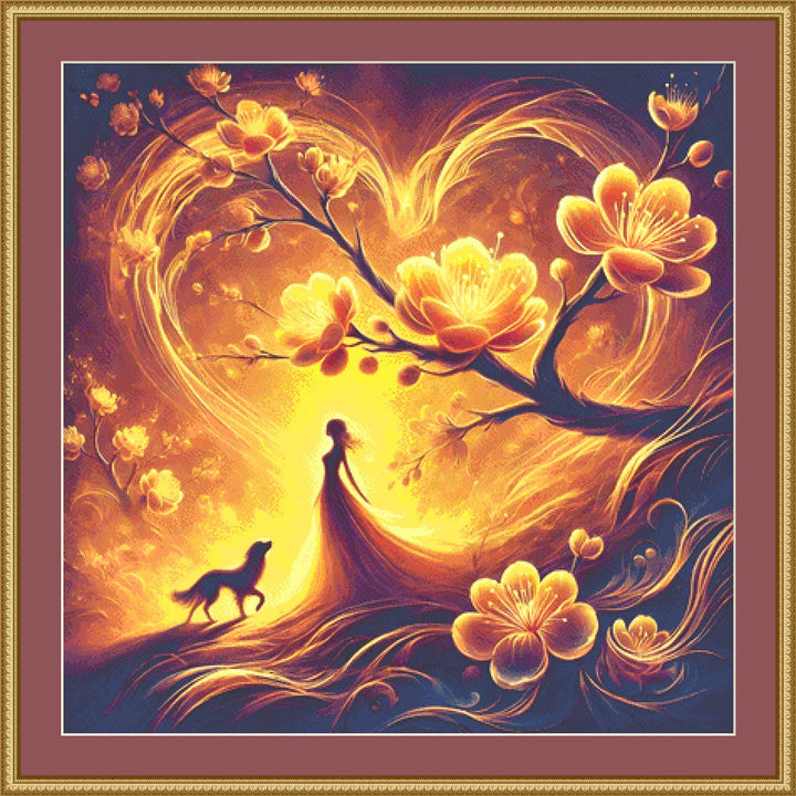 Golden Bloom counted cross stitch pattern by World of Love Hearts/Adrian G. Eyre (Digital Format)