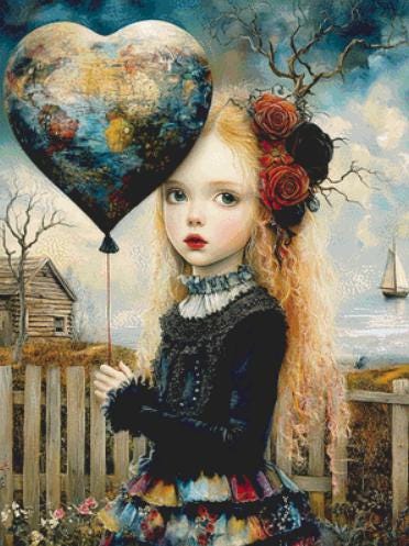 A Balloon Full of Tomorrows counted cross stitch pattern by Bryna T Art & Design (Digital Format)