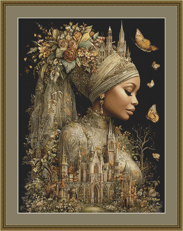 The Gold Lady counted cross stitch pattern by Bryna T Art & Design (Digital Format)