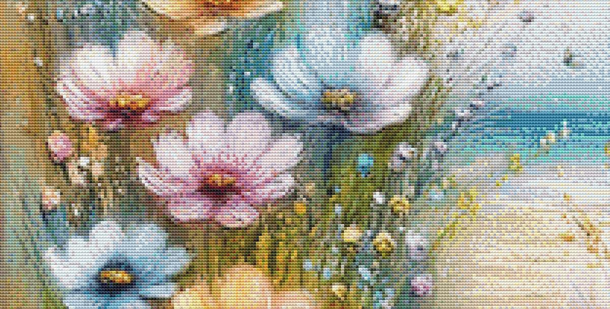 "A Little House by The Sea" cross stitch pattern by Sassy E. Boutique