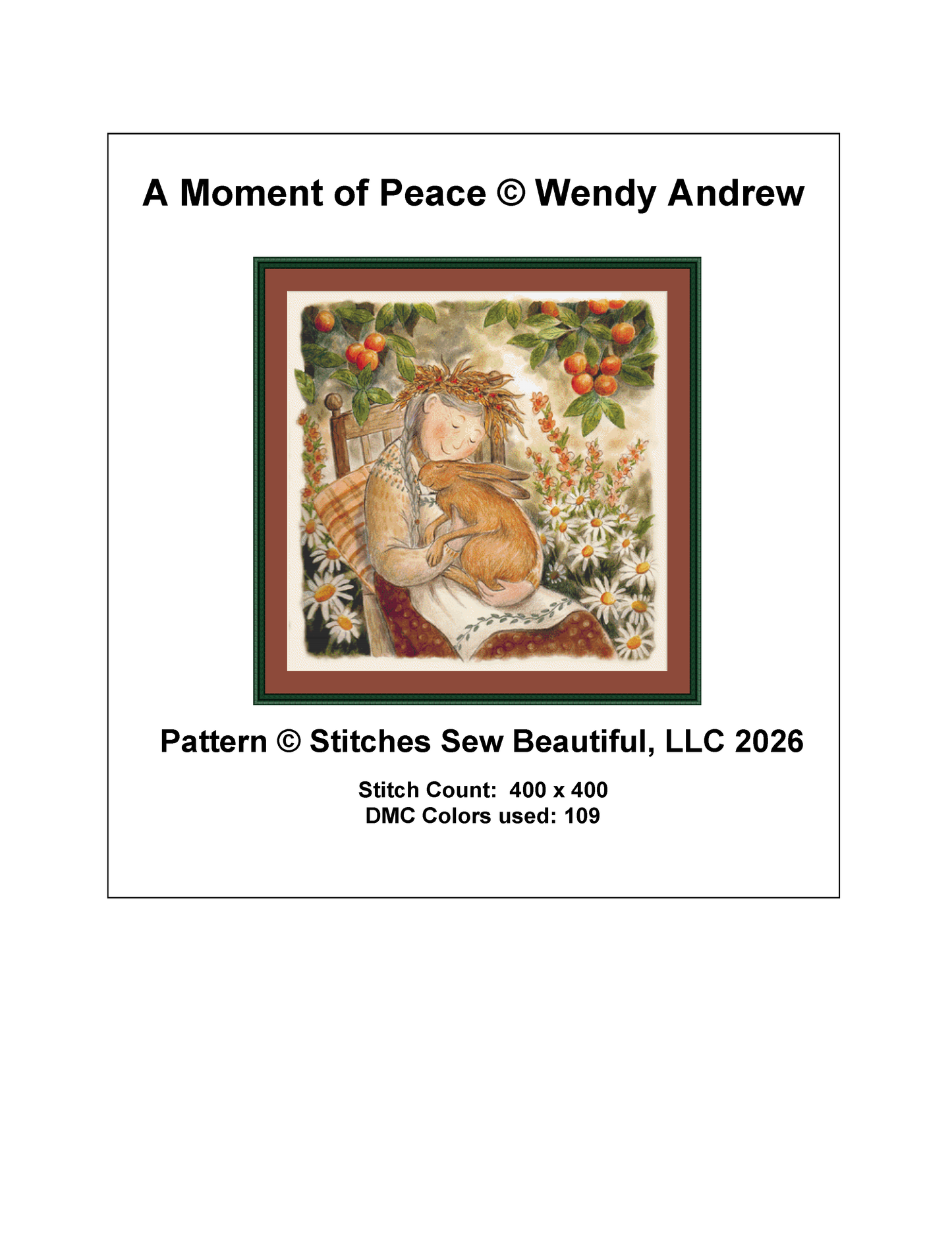 "A Moment of Peace" counted cross stitch pattern by Wendy Andrew/Painting Dreams