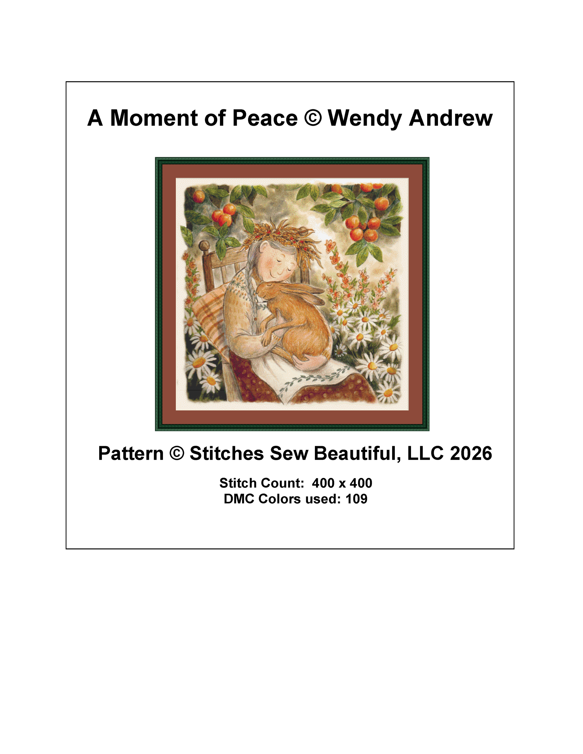 "A Moment of Peace" counted cross stitch pattern by Wendy Andrew/Painting Dreams