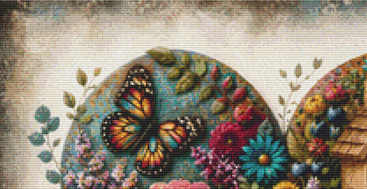 "A Cup of Cottage Magic" cross stitch pattern by World of Love Hearts