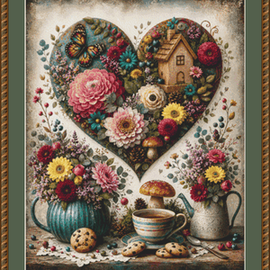 "A Cup of Cottage Magic" cross stitch pattern by World of Love Hearts
