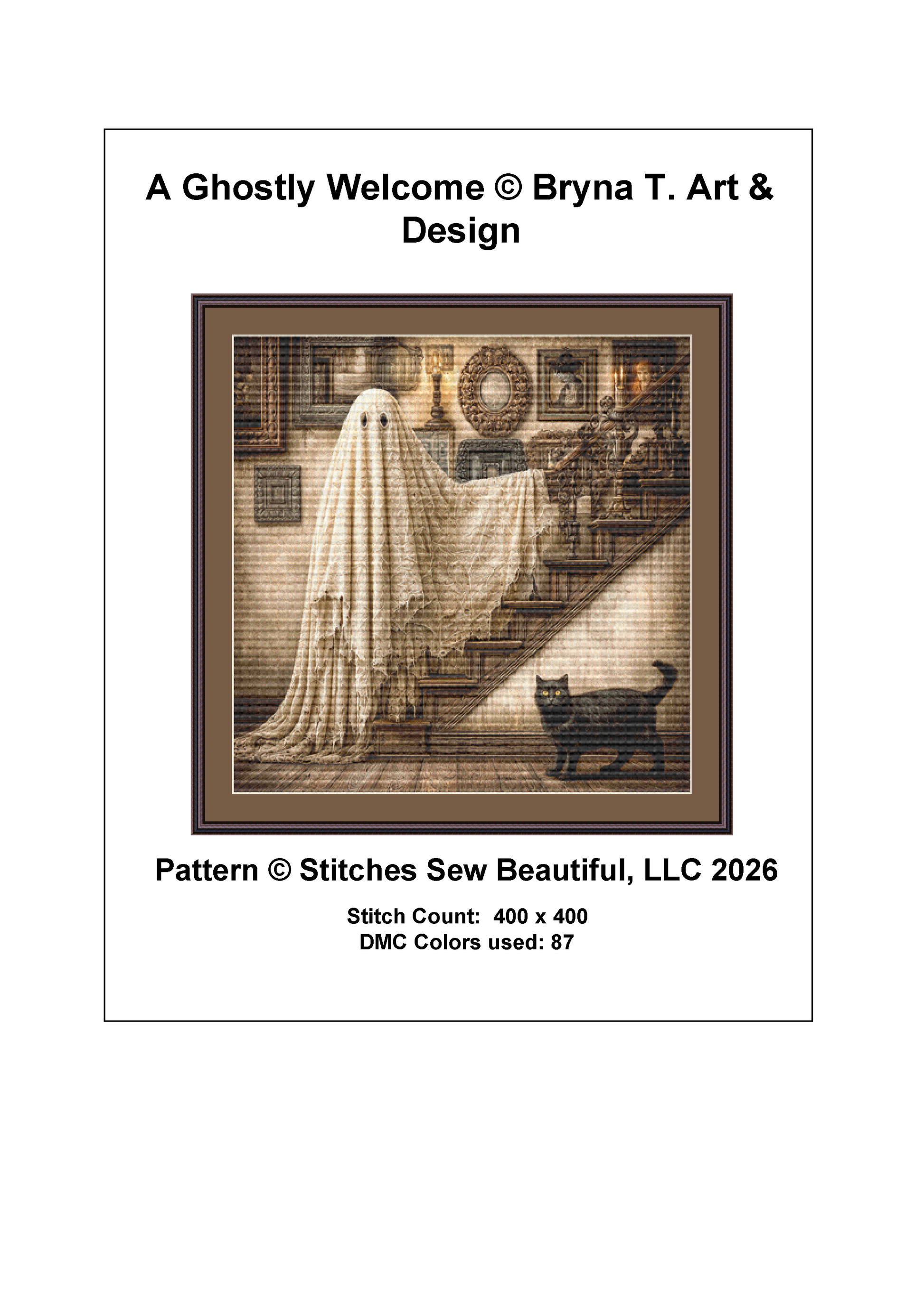 A Ghostly Welcome cross stitch pattern by Bryna T. Art & Design