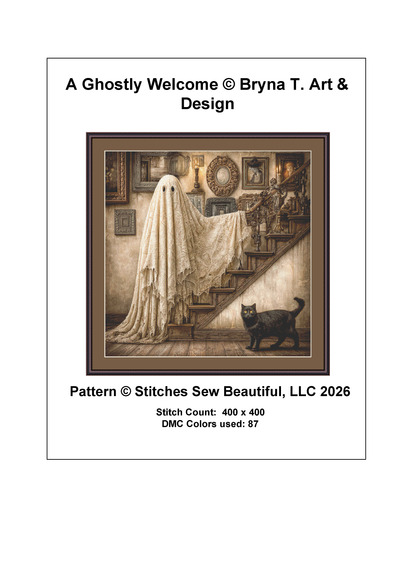 A Ghostly Welcome cross stitch pattern by Bryna T. Art & Design