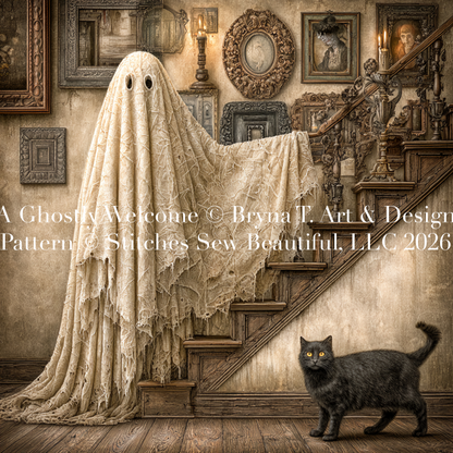 A Ghostly Welcome cross stitch pattern by Bryna T. Art & Design