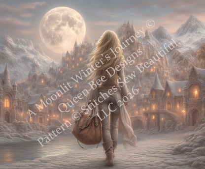 "A Moonlit Winter's Journey" cross stitch pattern by Queen Bee Designs